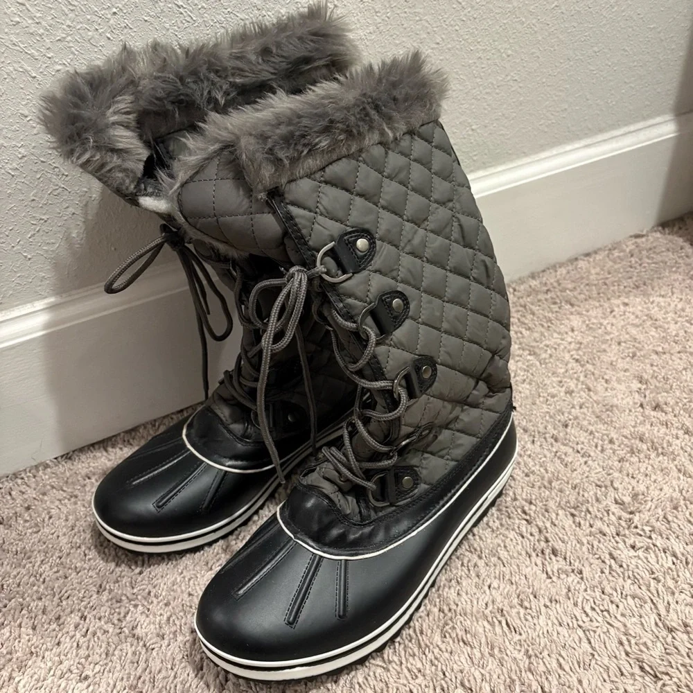 Faux Fur Waterproof Winter Boots - Picture 1 of 9